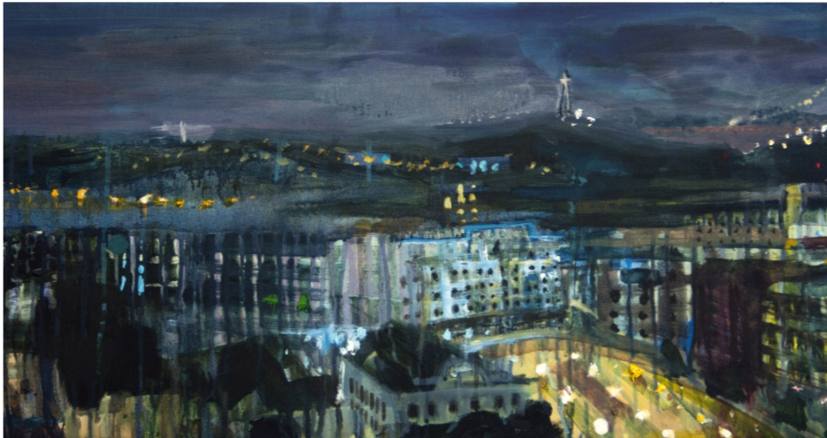 pintura de maria meijide que representa Lisboa de noche